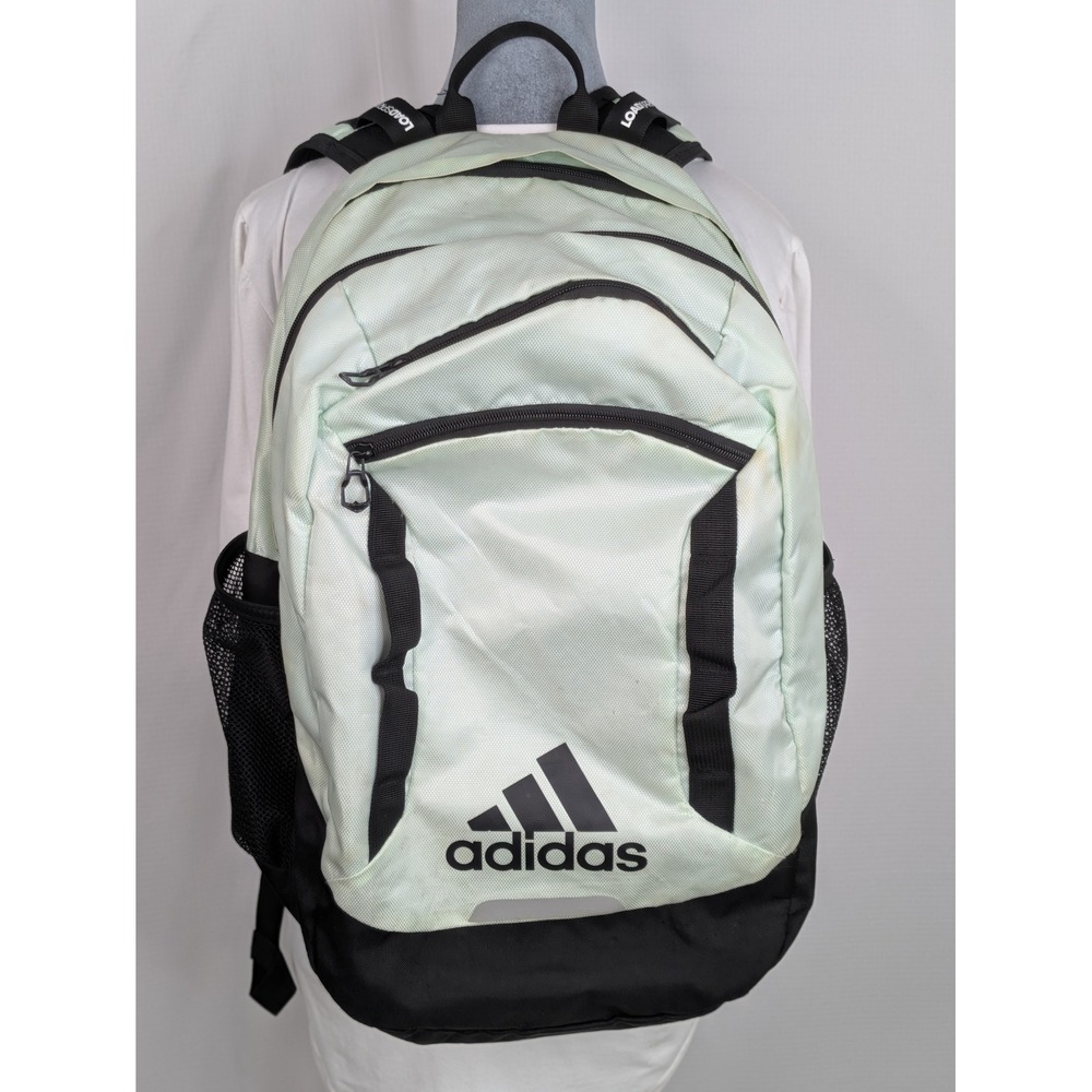 adidas Light Green Black Backpack Book Bag Laptop School Travel 20x15x6